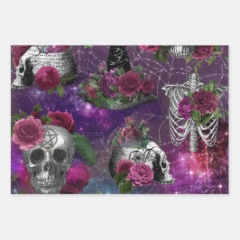 Romantische Gotische Hexe und Rose um Mitternacht Geschenkpapier Set