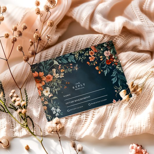 Romantische gotische Hochzeit RSVP Karte