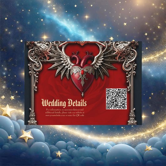 Romantische gotische Ikone: Herz, Rose, Schädel. Begleitkarte