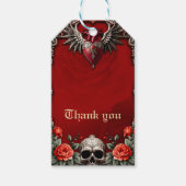 Romantische gotische Ikone: Herz, Rose, Schädel. Geschenkanhänger (Vorderseite)