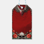 Romantische gotische Ikone: Herz, Rose, Schädel. Geschenkanhänger (Rückseite)