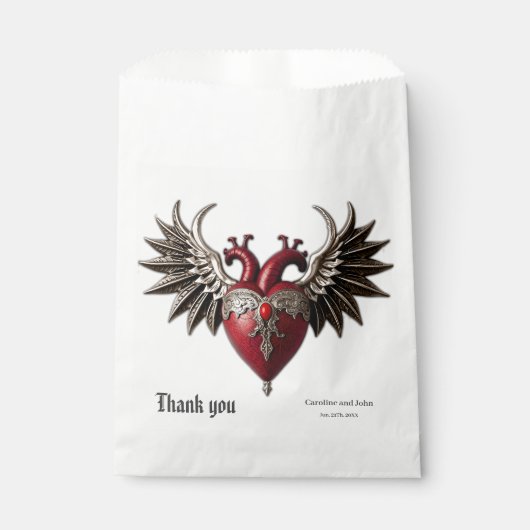 Romantische gotische Ikone: Herz, Rose, Schädel. Geschenktütchen (Vorderseite)