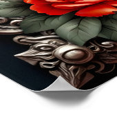 Romantische gotische Ikone: Herz, Rose, Schädel. Poster (Ecke)