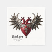 Romantische gotische Ikone: Herz, Rose, Schädel. Serviette (Vorderseite)