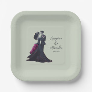 Romantische Gotische Liebhaber der Hochzeit Pappteller