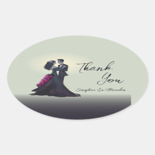 Romantische Gotische Liebhaber Elegant Vielen Dank Ovaler Aufkleber