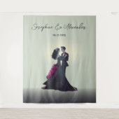 Romantische Gotische Liebhaber Eleganter Hochzeits Wandteppich (Vorderseite)