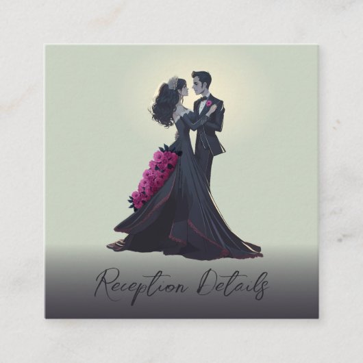 Romantische Gotische Liebhaber Empfang Details Begleitkarte (Vorderseite)