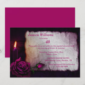 Romantische Gotische Rose & Candle Geburtstag Einladung