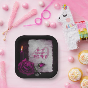 Romantische Gotische Rose & Candle Geburtstag Pappteller