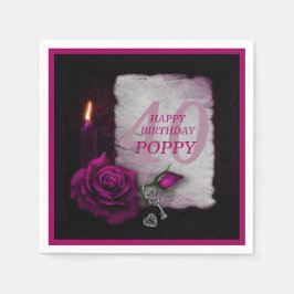 Romantische Gotische Rose & Candle Geburtstag Serviette
