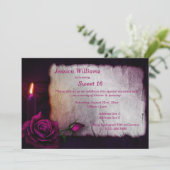 Romantische Gotische Rose & Candle Sweet 16 Einladung (Stehend Vorderseite)
