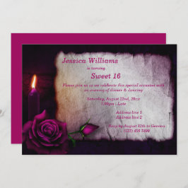 Romantische Gotische Rose & Candle Sweet 16 Einladung
