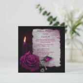 Romantische Gotische Rose, Kerze, Schlüssel & Schl Einladung (Stehend Vorderseite)