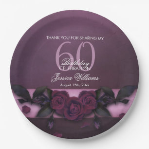 Romantische Gotische Rose & Petals Geburtstag Pappteller