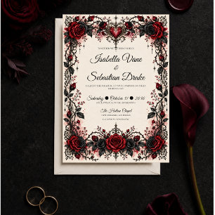Romantische gotische Rosenhochzeit Einladung