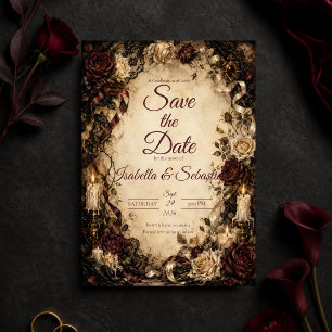 Romantische gotische Rosenhochzeit Save The Date