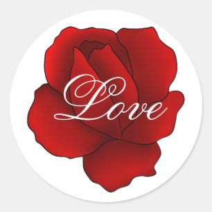Romantische gotische Rote Rose Runder Aufkleber