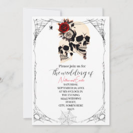 Romantische Gotische Schädelhochzeit Einladung