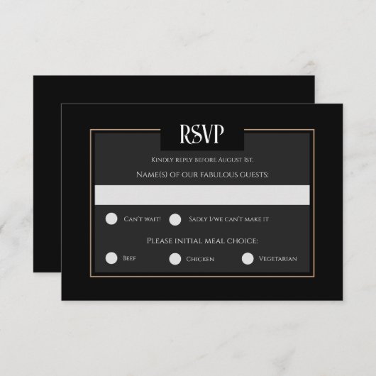 Romantische Gotische schwarze Hochzeitskarte RSVP Karte (Vorne/Hinten)