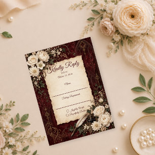 Romantische gotische Vintage-Hochzeit RSVP Karte