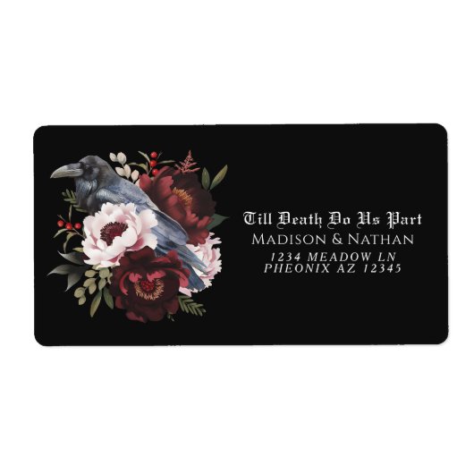 Romantische gotische Wasserfarbenraven-Hochzeit (Vorne)