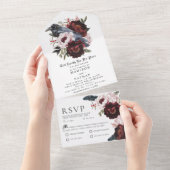 Romantische gotische Wasserfarbenraven-Hochzeit All In One Einladung (Abreißen)