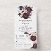 Romantische gotische Wasserfarbenraven-Hochzeit All In One Einladung (Innen Boden)