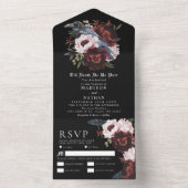 Romantische gotische Wasserfarbenraven-Hochzeit All In One Einladung (Innen Boden)