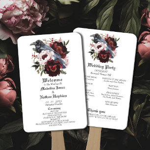 Romantische gotische Wasserfarbenraven-Hochzeit Fächer