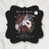 Romantische gotische Wasserfarbenraven-Hochzeit Geschenkanhänger (Rückseite)