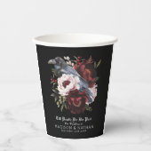 Romantische gotische Wasserfarbenraven-Hochzeit Pappbecher (Vorderseite)