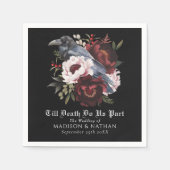 Romantische gotische Wasserfarbenraven-Hochzeit Serviette (Vorderseite)
