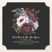 Romantische gotische Wasserfarbenraven-Hochzeit Untersetzer (Vorderseite)