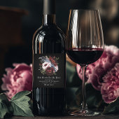 Romantische gotische Wasserfarbenraven-Hochzeit Weinetikett