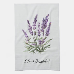 Romantische Grau Lila Lavendel Florale Hochzeitsdu Geschirrtuch