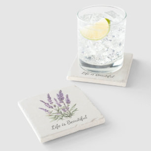 Romantische Grau Lila Lavendel Florale Hochzeitsdu Steinuntersetzer