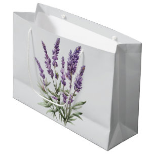 Romantische graue lila Lavendel Blumen Brautdusche Große Geschenktüte