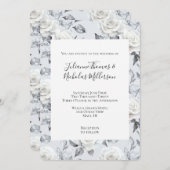 Romantische graue Silberröschen-Blumenhochzeit Einladung (Vorne/Hinten)