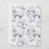 Romantische graue Silberröschen-Blumenhochzeit Einladung (Rückseite)