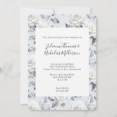 Romantische graue Silberröschen-Blumenhochzeit Einladung (Vorderseite)