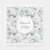 Romantische graue Silberröschen-Blumenhochzeit Serviette (Vorderseite)