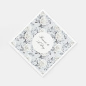Romantische graue Silberröschen-Blumenhochzeit Serviette (Ecke)