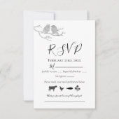 Romantische Graufarben Lovebirds Baumzweig RSVP Karte (Vorderseite)