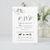 Romantische Graufarben Lovebirds Baumzweig RSVP Karte (Stehend Vorderseite)