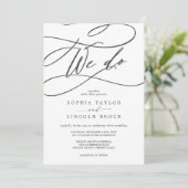 Romantische Graukalligraphie | Blüh Wir Hochzeit m Einladung (Stehend Vorderseite)