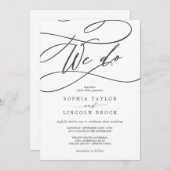 Romantische Graukalligraphie | Blüh Wir Hochzeit m Einladung (Vorne/Hinten)