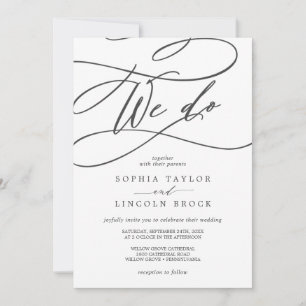 Romantische Graukalligraphie Blüh Wir Hochzeit m Einladung