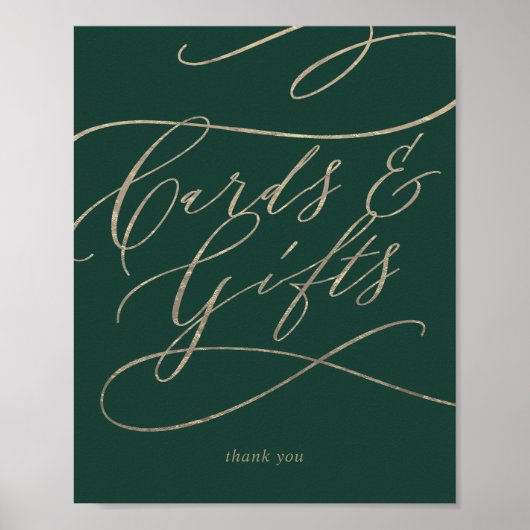 Romantische Green Calligraphy Cards und Geschenke  Poster (Vorne)