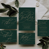 Romantische Green Calligraphy Details - Einschluss Begleitkarte